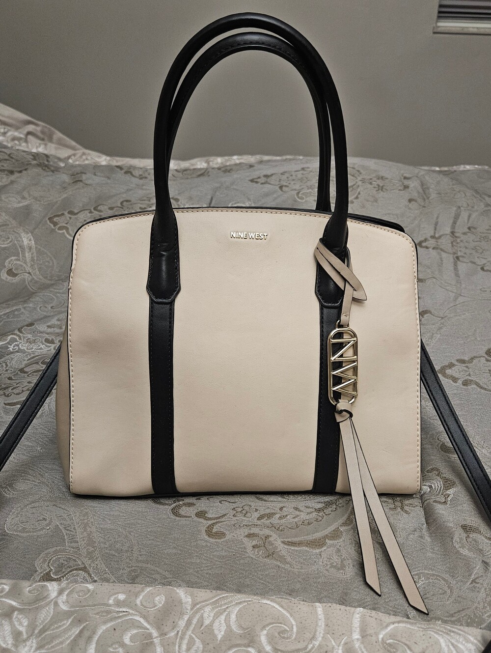 Nine West Two-Tone Cream and Black Satchel